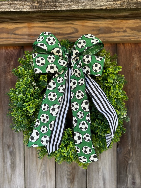 Other - Green Soccer Ribbon Wreath Bow